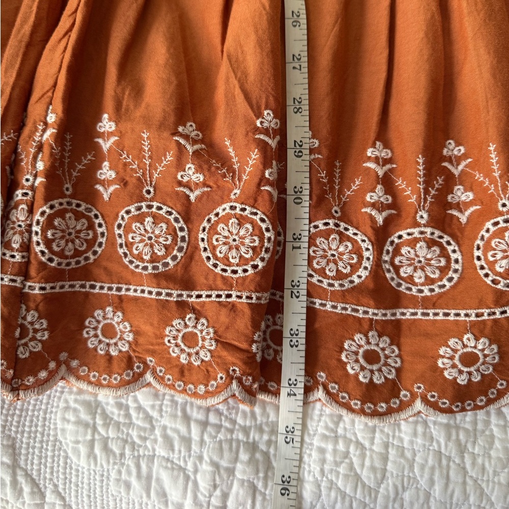 LC Lauren Conrad Burnt Orange Embroidered Skirt Women’s Size Small Maxi - Picture 6 of 7
